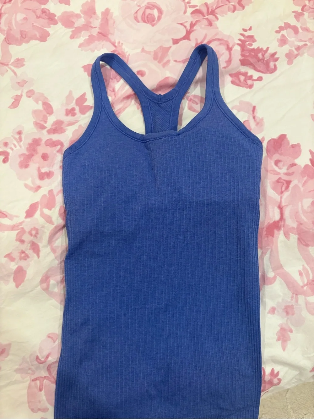 Blue Racerback Ribbed Tank Top - (Brand)